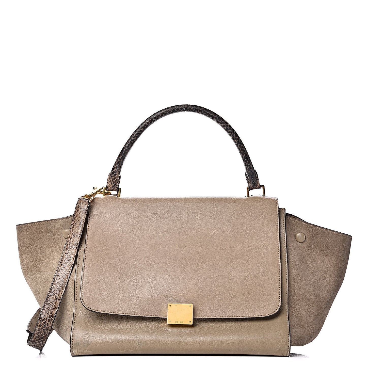 Calfskin Suede Whipsnake Medium Trapeze Black Dune