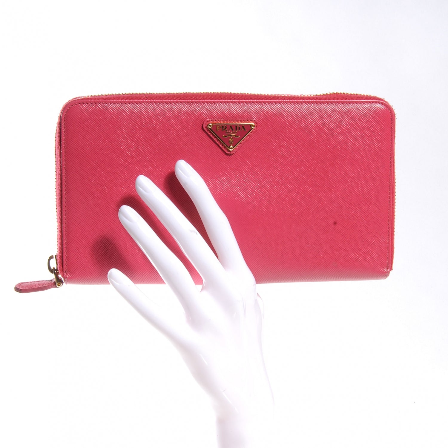 Prada Saffiano Zip Around Wallet Peonia 2 of 7