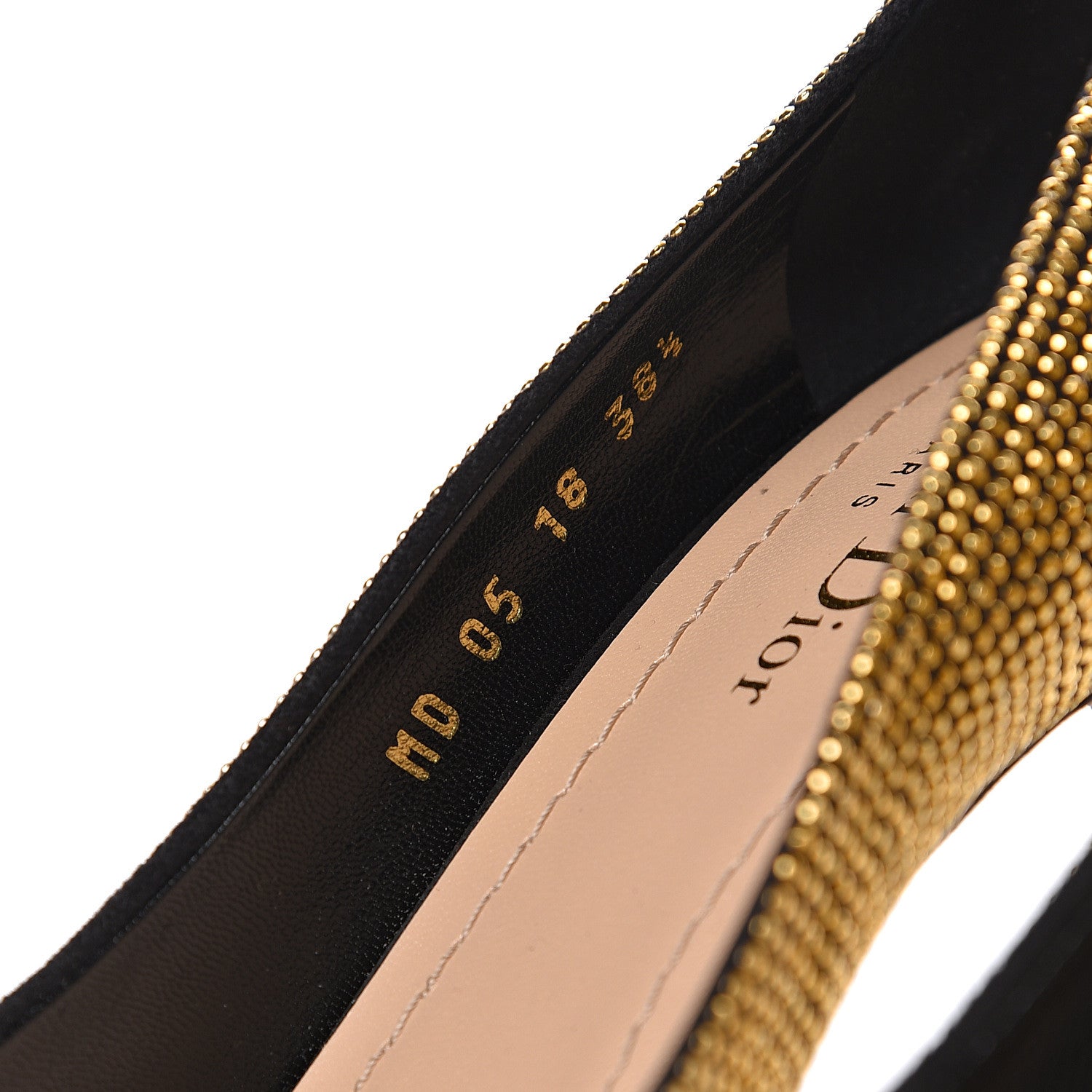 Christian Dior Calfskin Studded Pumps 38.5 Black Gold 7 of 11