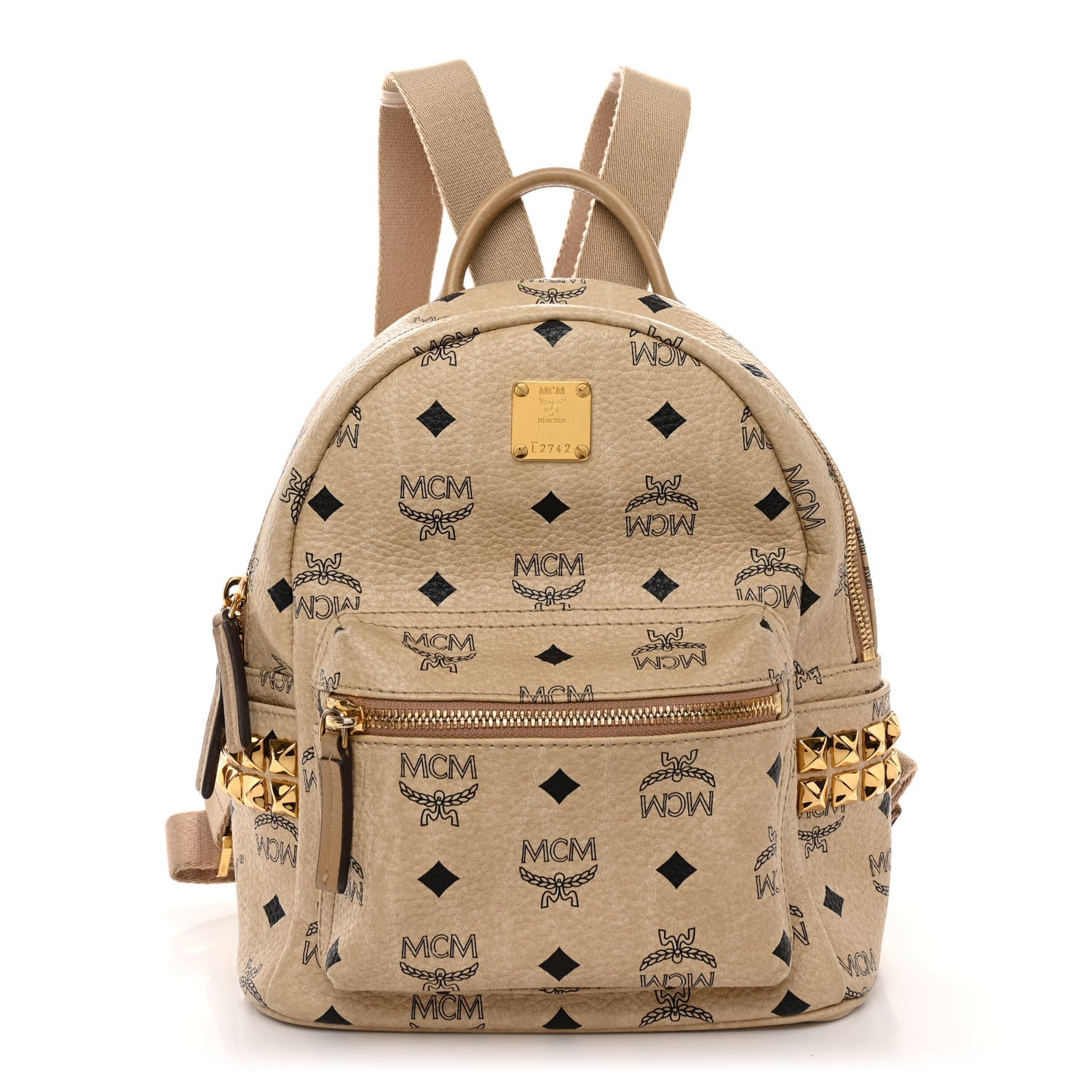 MCM Visetos Side Stud Mini Stark Backpack Beige 1 of 11