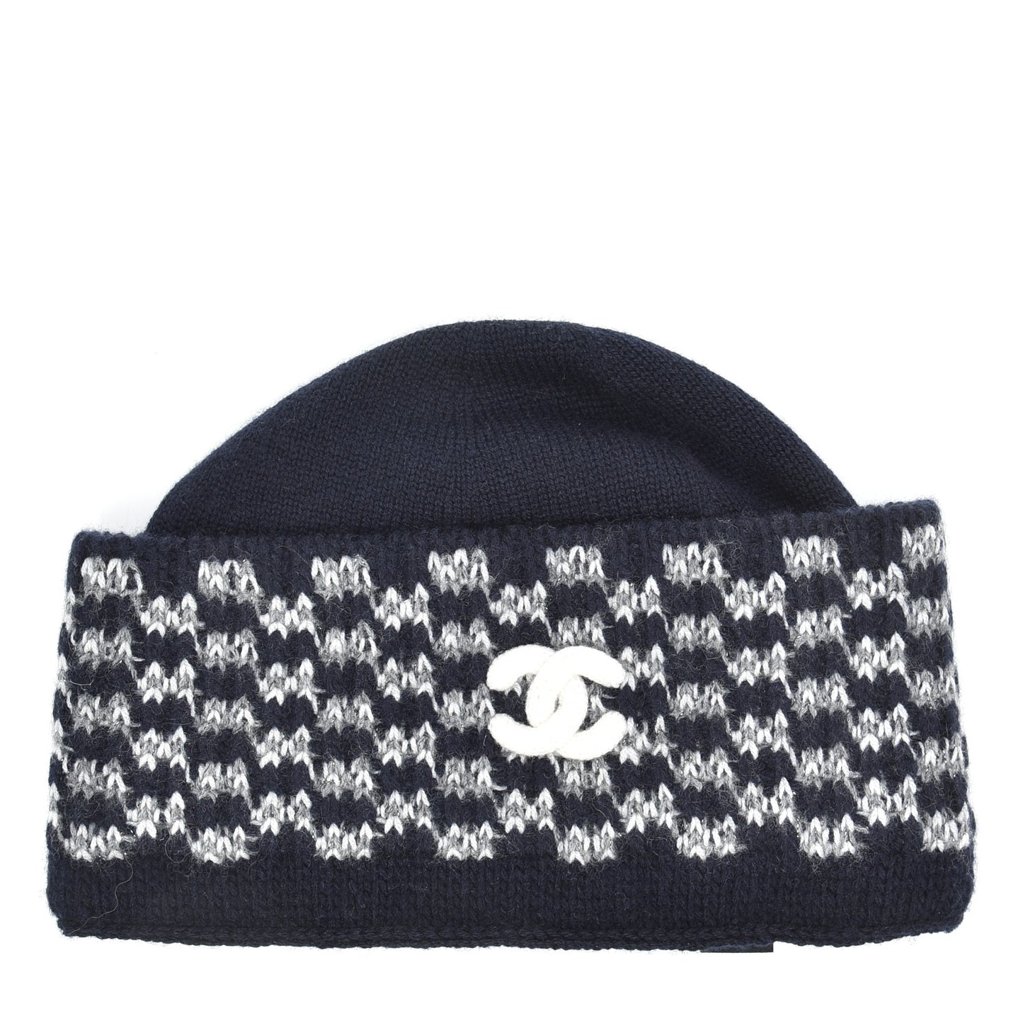 Cashmere Blend CC Beanie Hat Navy Bliue