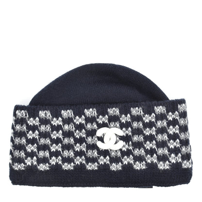 Chanel Cashmere Blend CC Beanie Hat Navy Bliue 1 of 4