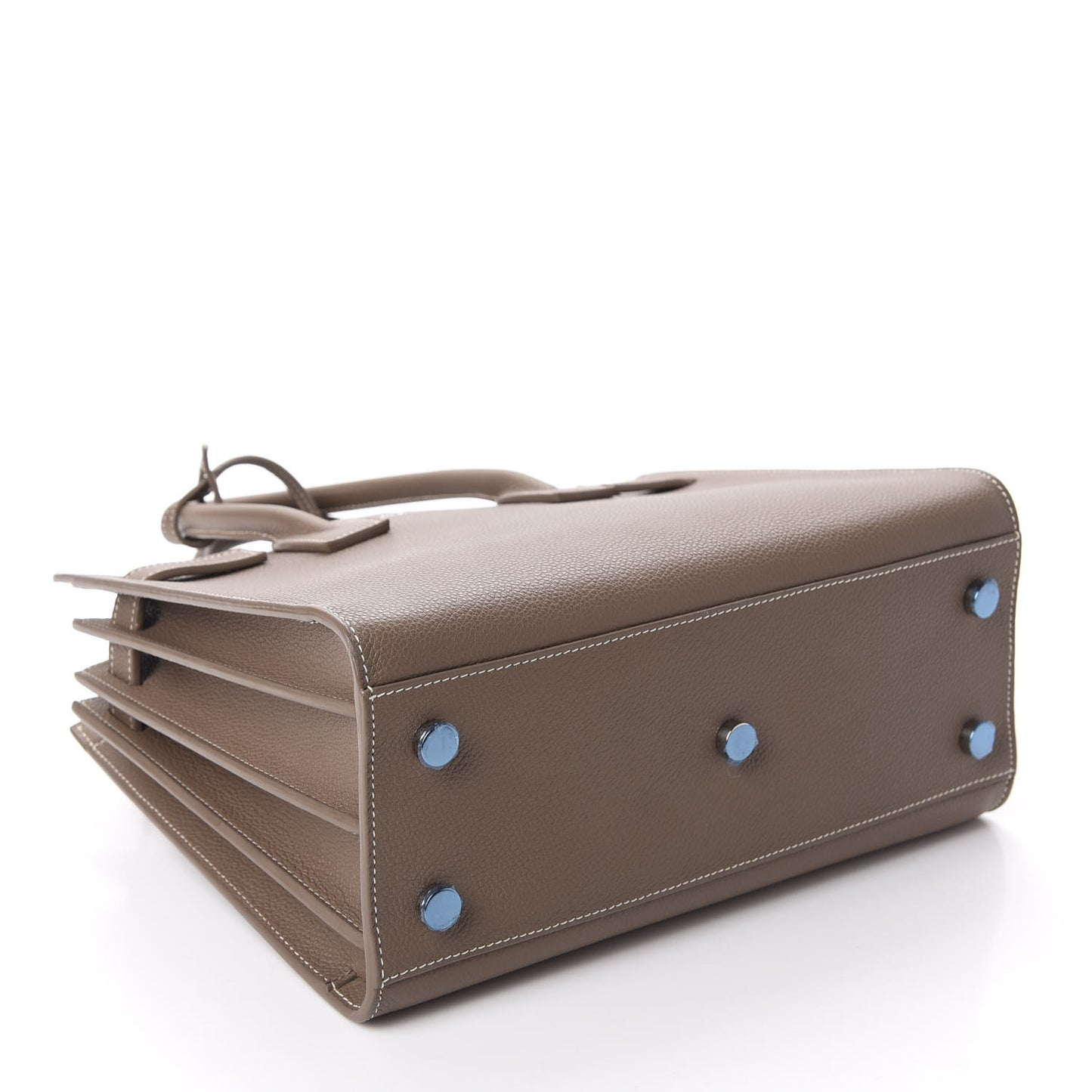 Grained Calfskin Topstich Baby Sac De Jour Taupe