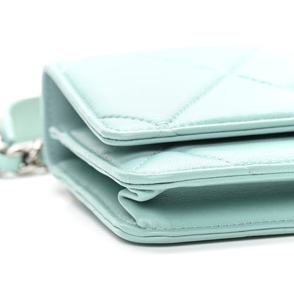 Chanel Lambskin Quilted Chanel 19 Wallet On Chain WOC Light Blue 9 of 10