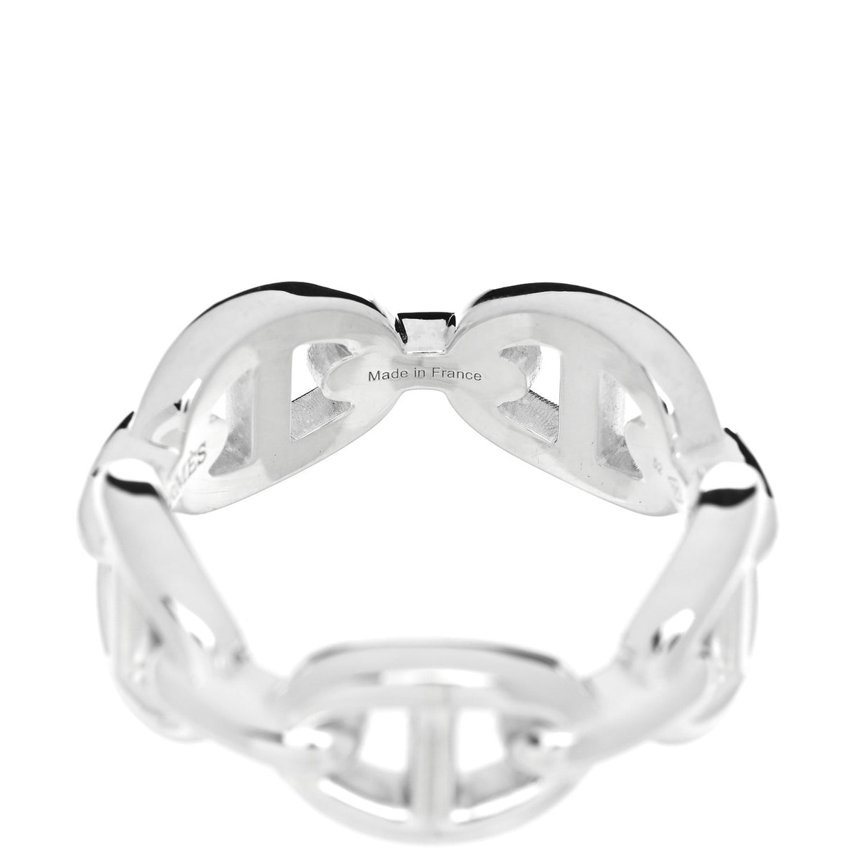Hermes Sterling Silver PM Chaine d'Ancre Enchainee Band Ring 52 6 5 of 9