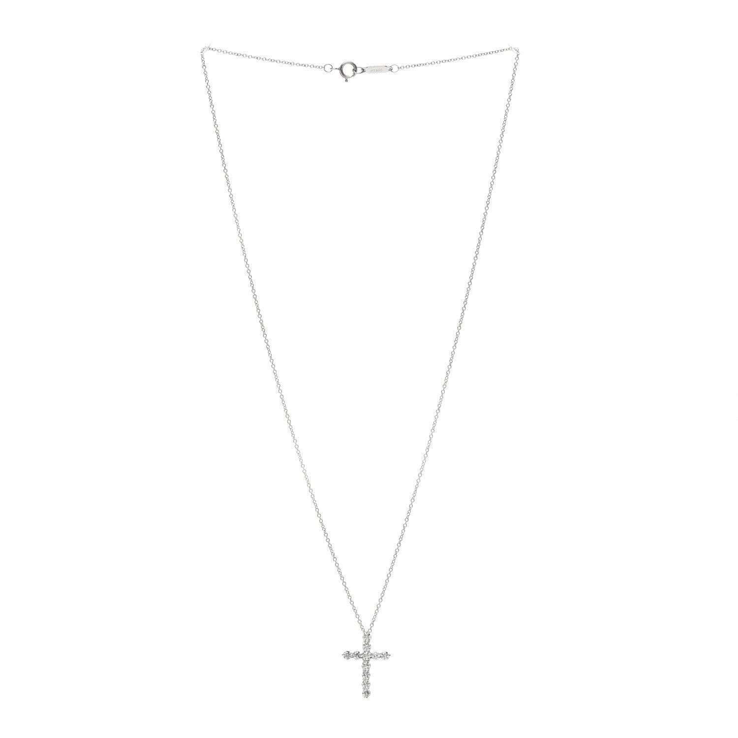 Tiffany Platinum Diamond Small Cross Pendant Necklace 3 of 6