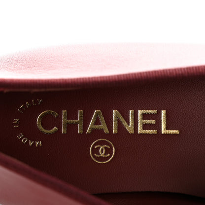 Chanel Lambskin Cap Toe CC Ballerina Flats 38.5 Burgundy Black 8 of 10
