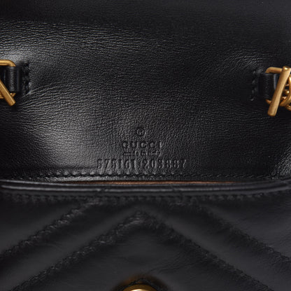 Gucci Calfskin Matelasse GG Marmont 2.0 Coin Purse On A Chain Black 6 of 9
