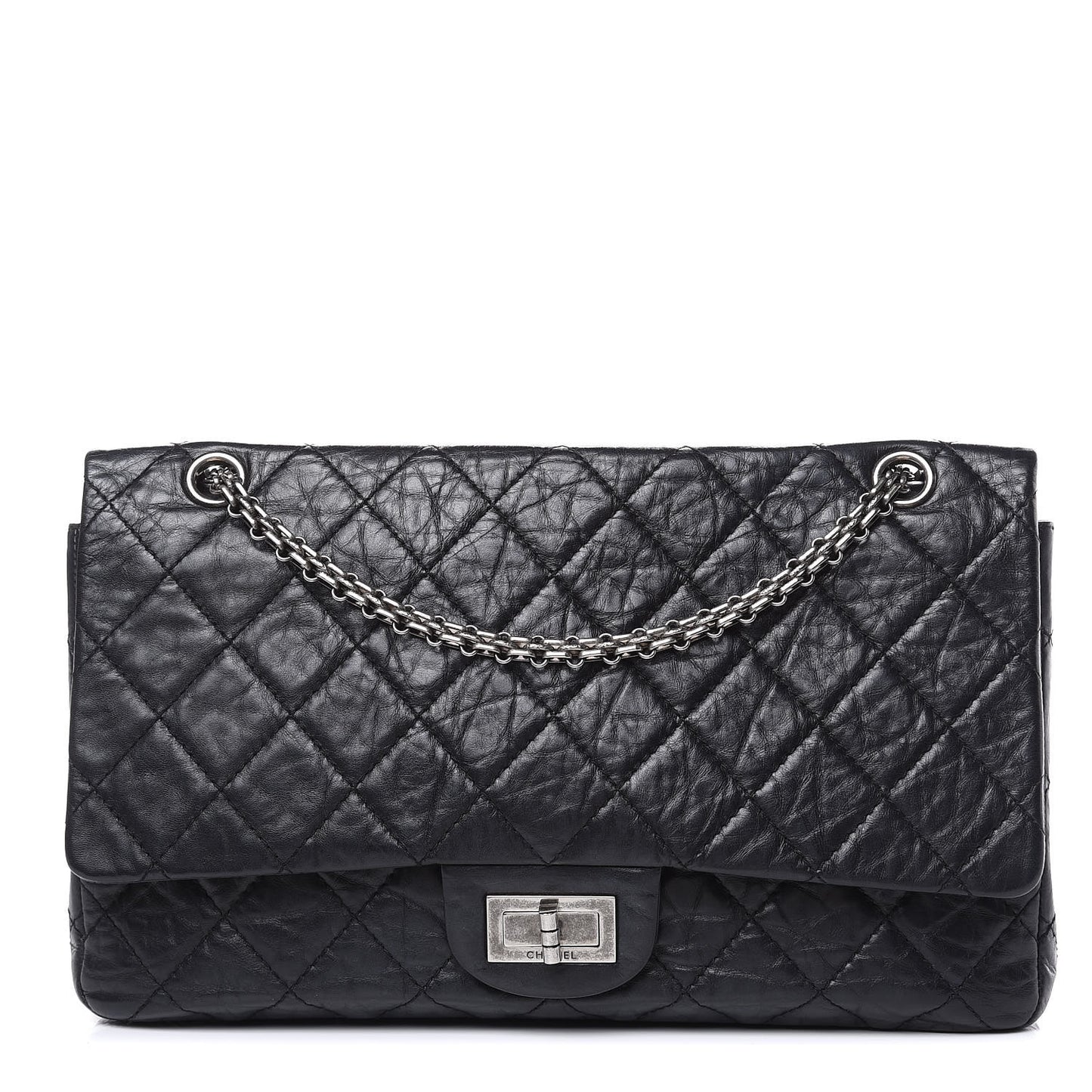 Aged Calfskin Quilted 2.55 Reissue 227 Flap Black