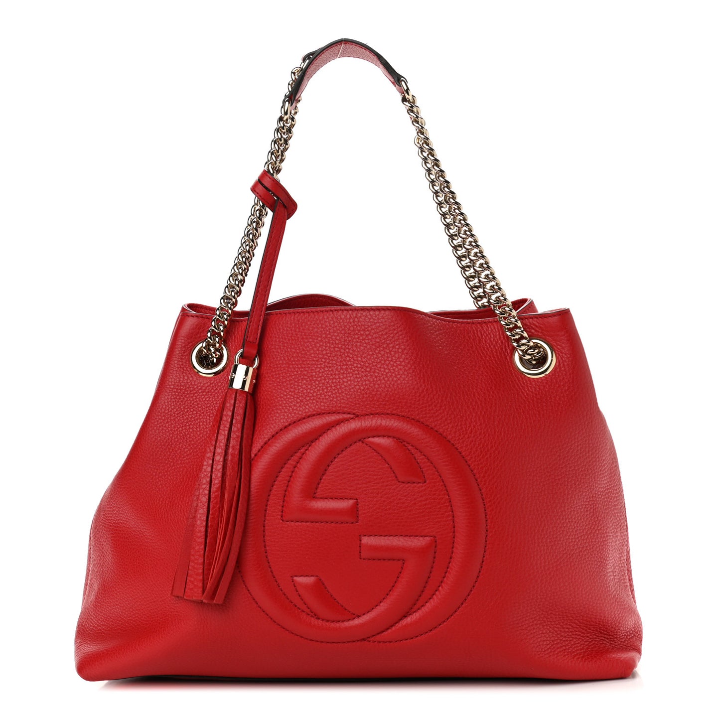 Pebbled Calfskin Medium Soho Chain Shoulder Bag Red
