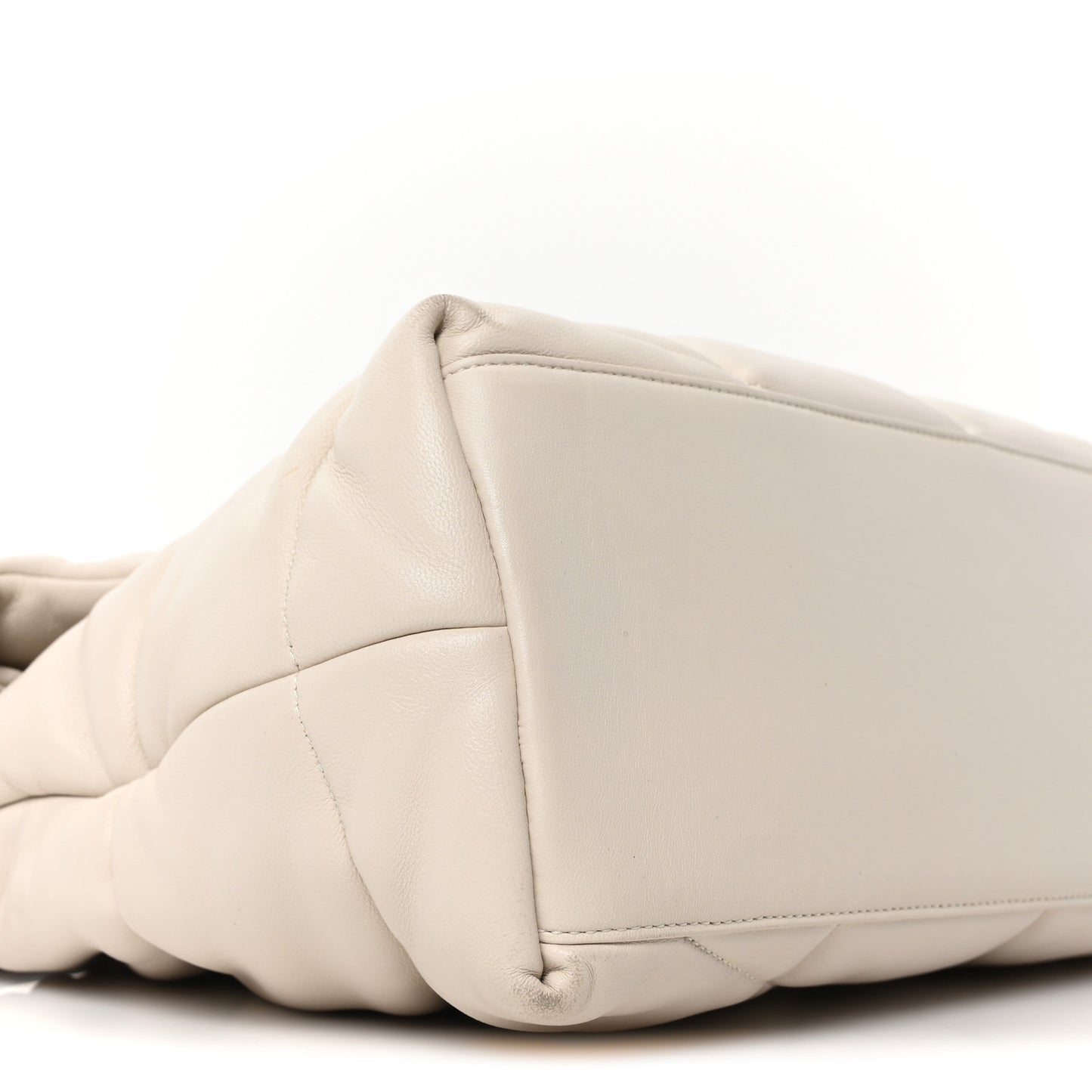 Lambskin Quilted Medium Loulou Puffer Monogram Chain Satchel Crema Soft
