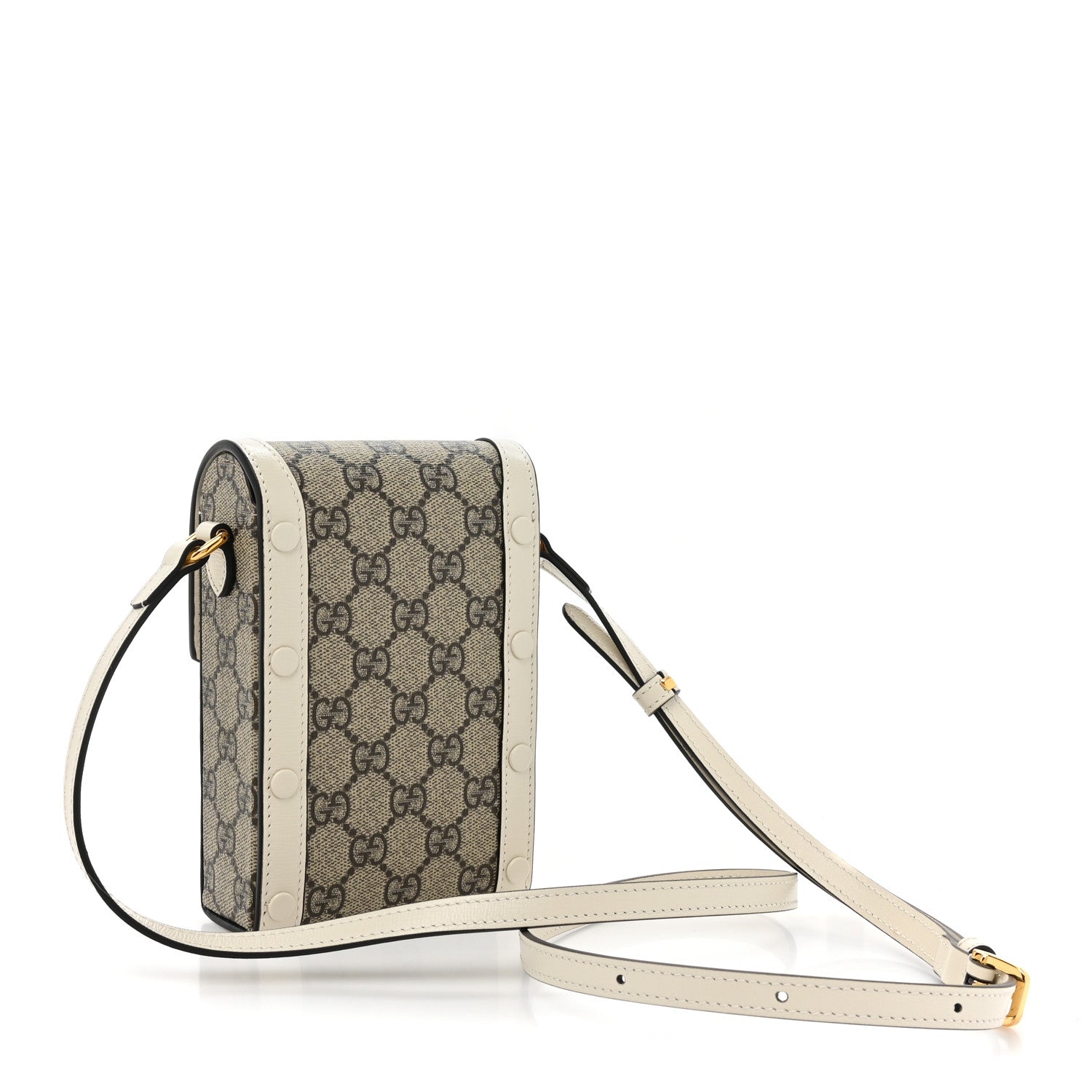 Gucci GG Supreme Monogram Azalea Calfskin Mini Horsebit 1955 Crossbody Bag Beige Ebony Mystic White 3 of 10