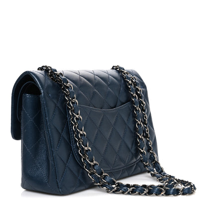 Chanel Iridescent Lambskin Quilted Small Double Flap Dark Blue 3 of 11