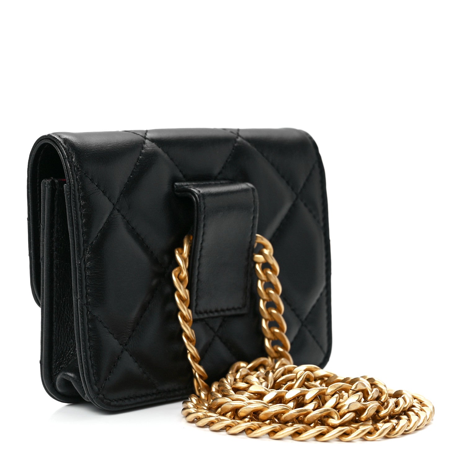 Chanel Lambskin Enamel Quilted Pending CC Flap Belt Bag Black 3 of 13