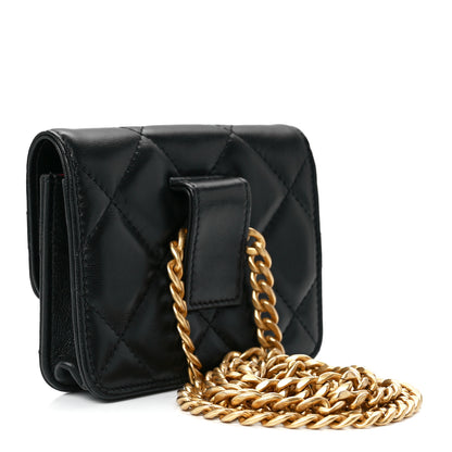 Chanel Lambskin Enamel Quilted Pending CC Flap Belt Bag Black 3 of 13