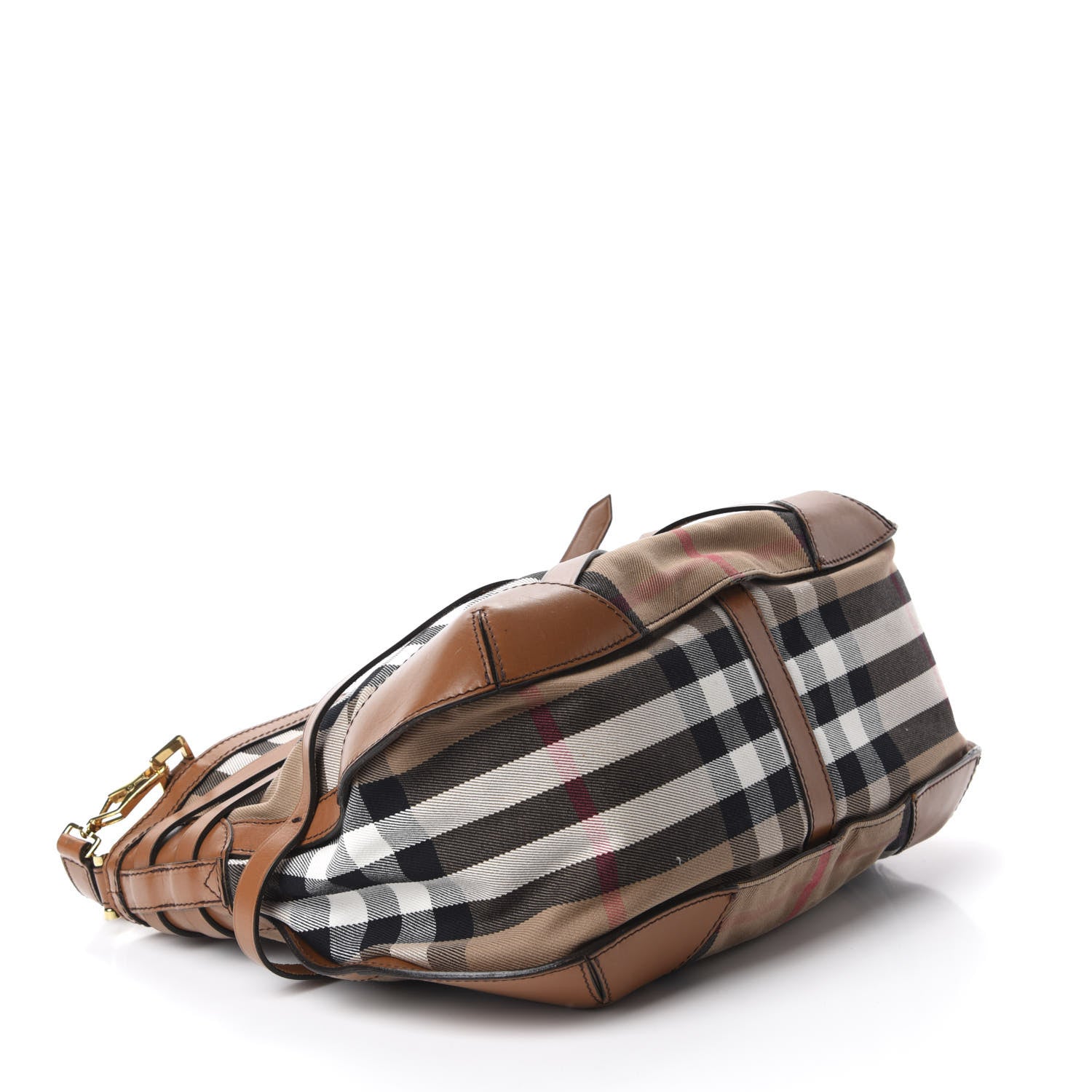 Burberry House Check Bridle Calfskin Small Dutton Hobo Light Tan 5 of 14