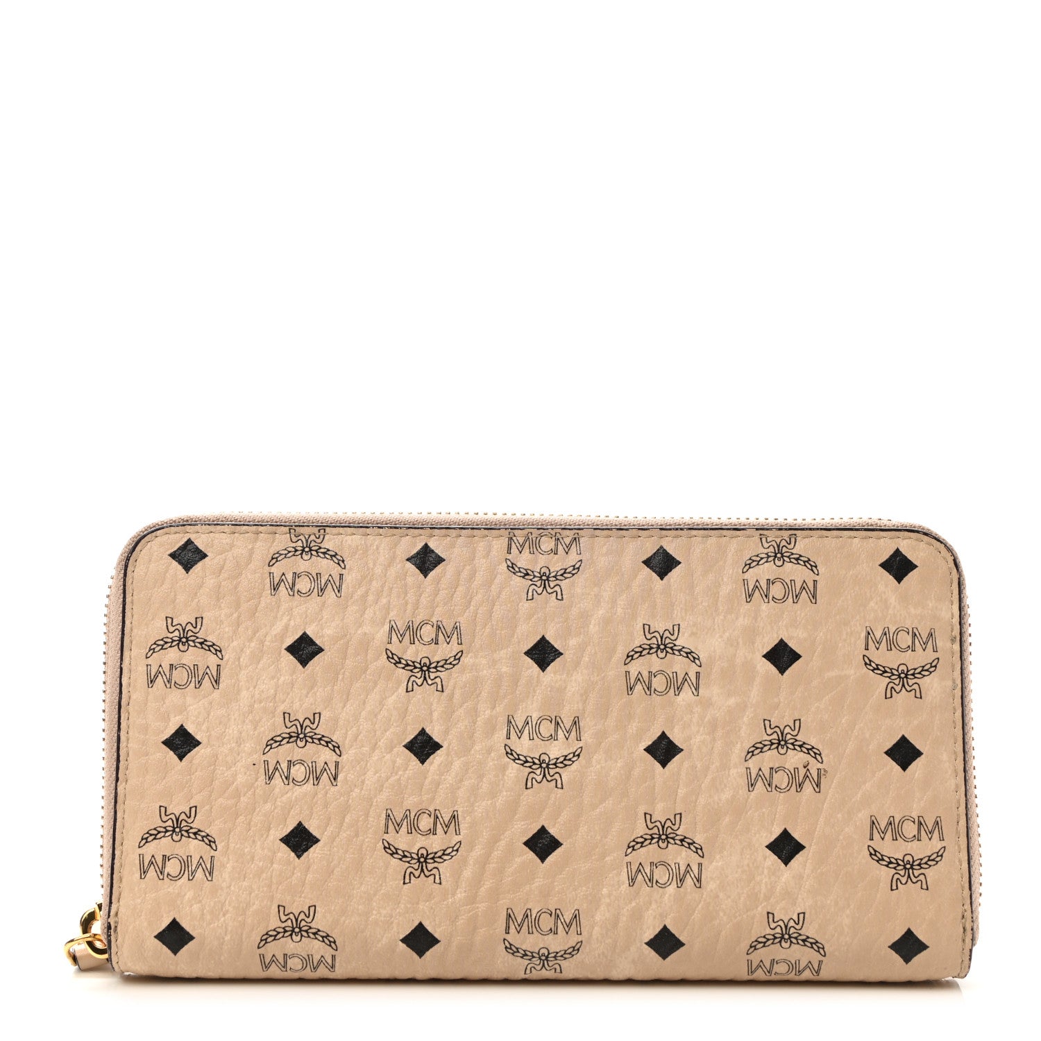 MCM Visetos Large Zip Around Wallet Beige 1 of 7