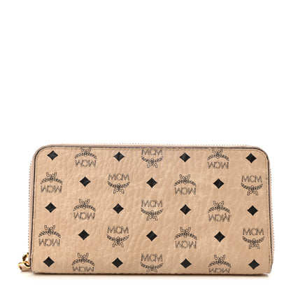 MCM Visetos Large Zip Around Wallet Beige 1 of 7