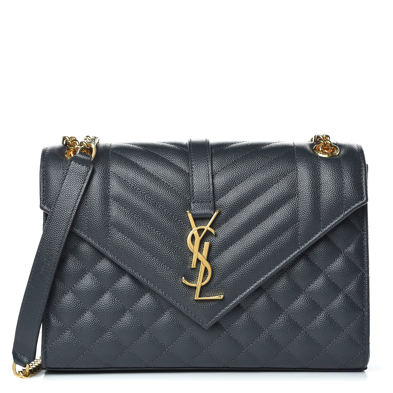 Saint Laurent Grain De Poudre Textured Mixed Matelasse Triquilt Medium Monogram Satchel Dark Smog 1 of 9