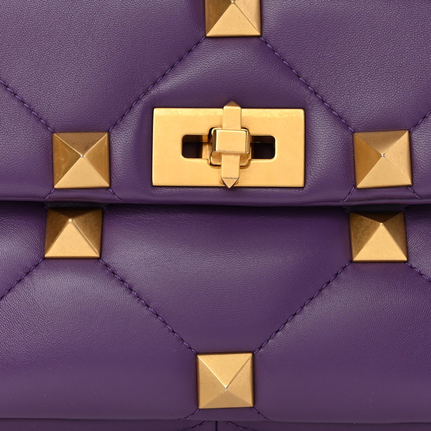 Valentino Garavani Nappa Medium Roman Stud Shoulder Bag Indian Violet 7 of 9