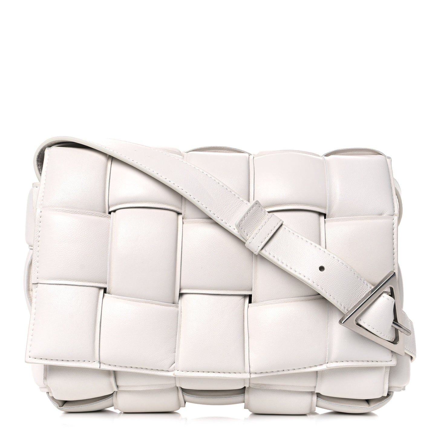 Nappa Maxi Intreccio Padded Cassette Crossbody Bag Chalk