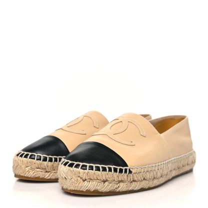 Chanel Lambskin CC Espadrilles 37 Beige Black 3 of 9