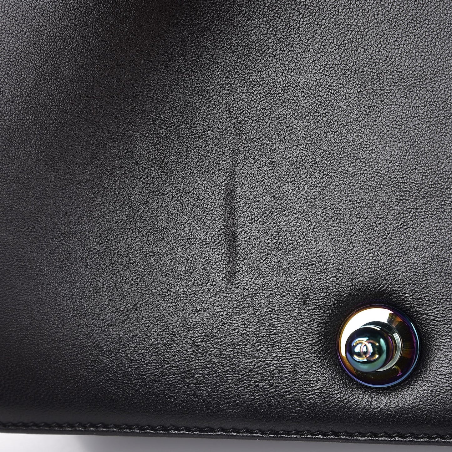 Lambskin LED Iridescent Metal Small Boy Flap Black Multicolor