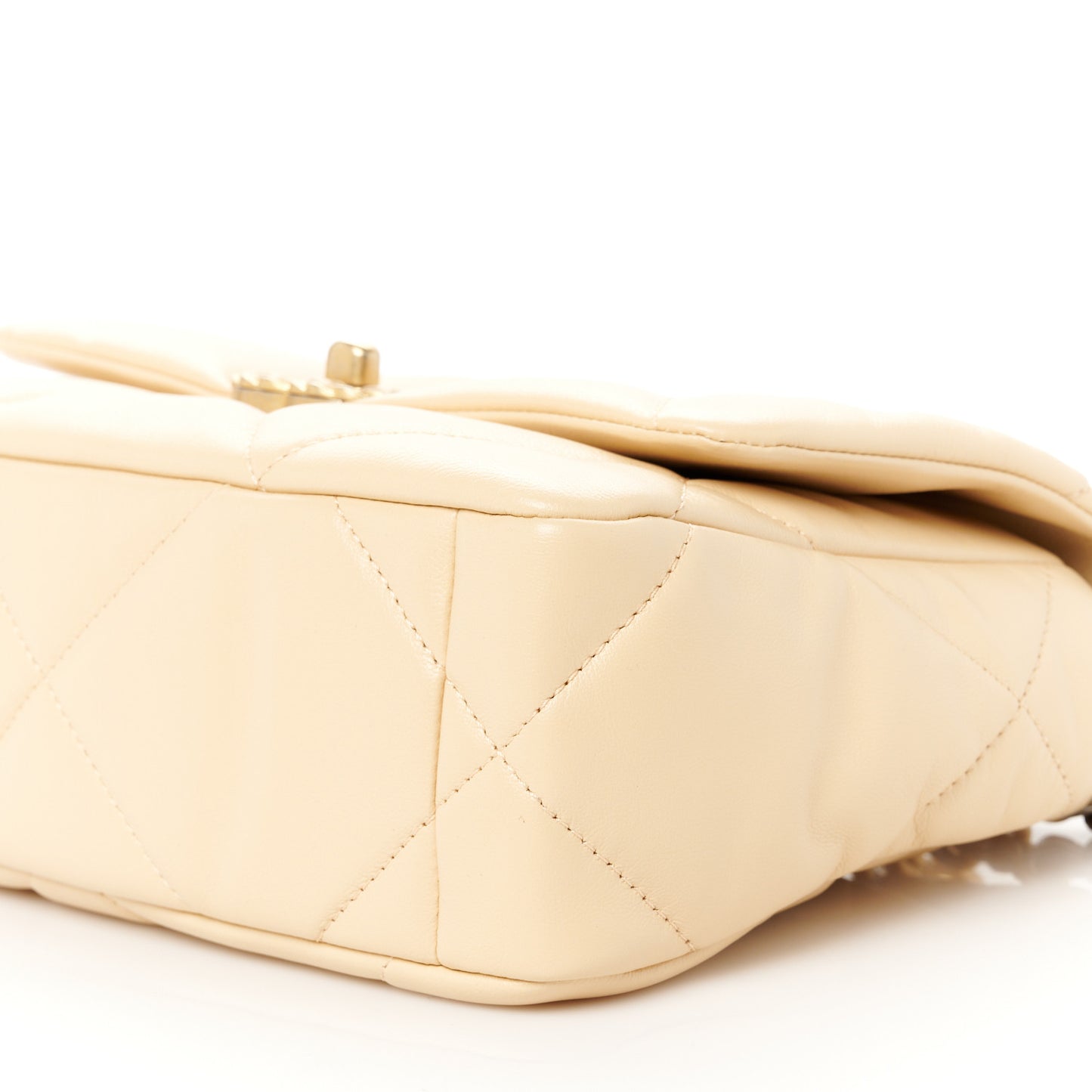 Shiny Goatskin Quilted Medium Chanel 19 Flap Beige