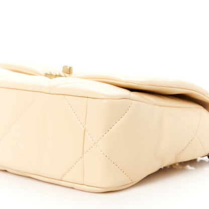 Chanel Shiny Goatskin Quilted Medium Chanel 19 Flap Beige 10 of 11