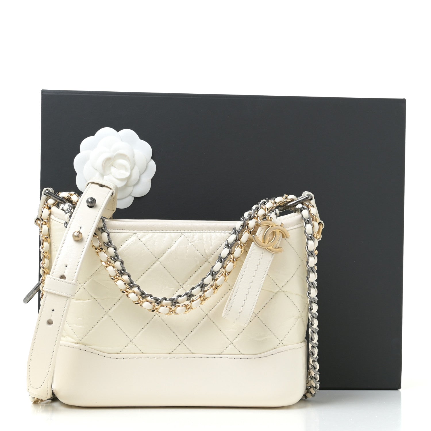 Chanel Aged Calfskin Quilted Small Gabrielle Hobo White 8 of 8