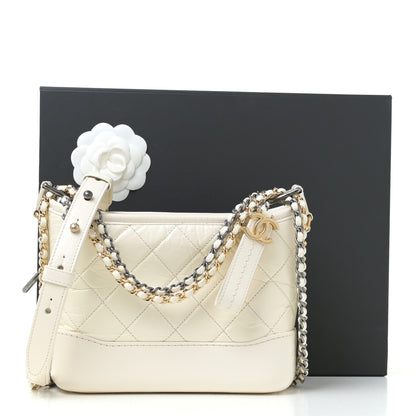 Chanel Aged Calfskin Quilted Small Gabrielle Hobo White 8 of 8