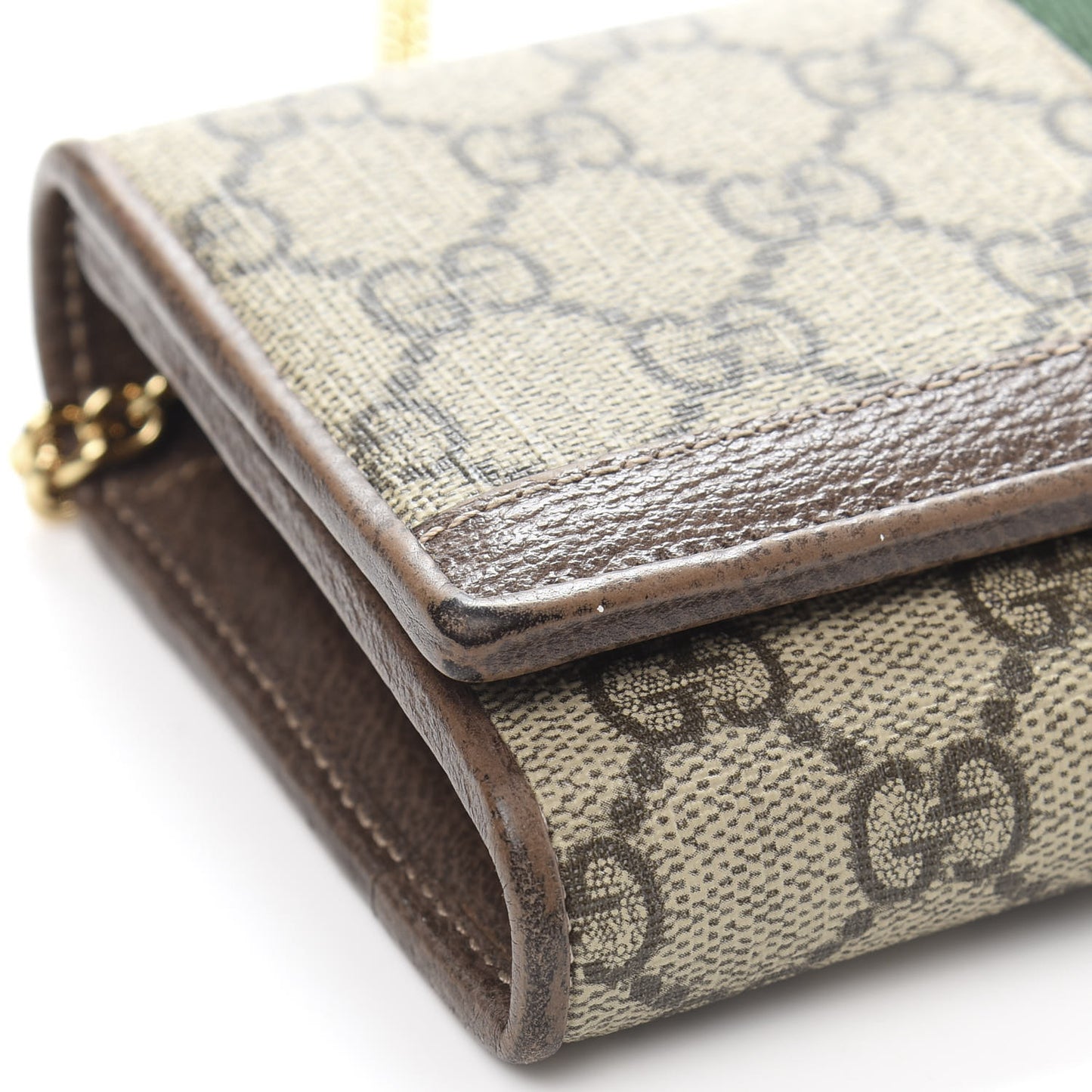 GG Supreme Monogram Web Ophidia Wallet On Chain Brown