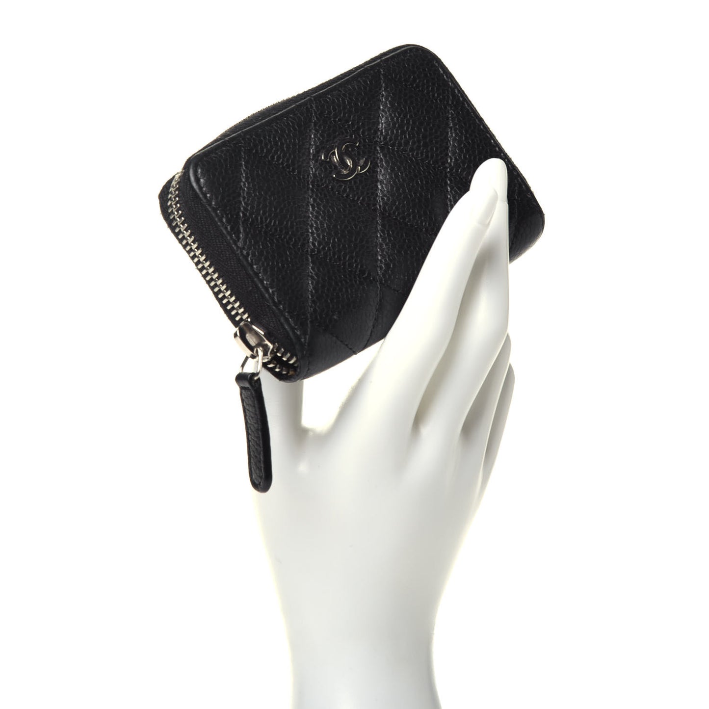 Caviar Quilted Zip Coin Purse Black