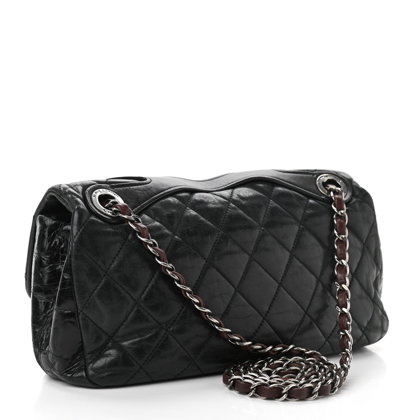 Iridescent Calfskin Medium In The Mix Flap Black