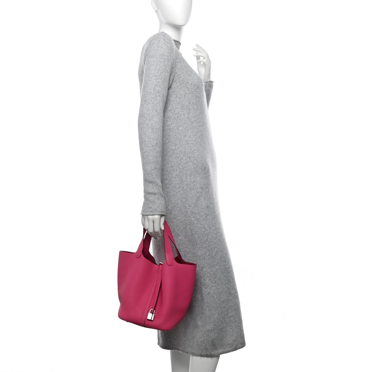 Hermes Taurillon Maurice Picotin Lock 22 MM Rose Shocking 2 of 11