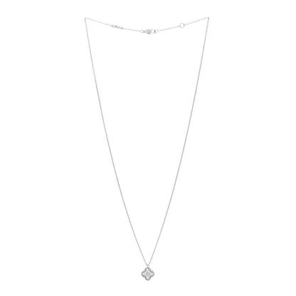 Van Cleef & Arpels 18K White Gold Diamond Sweet Alhambra Pendant Necklace 3 of 6