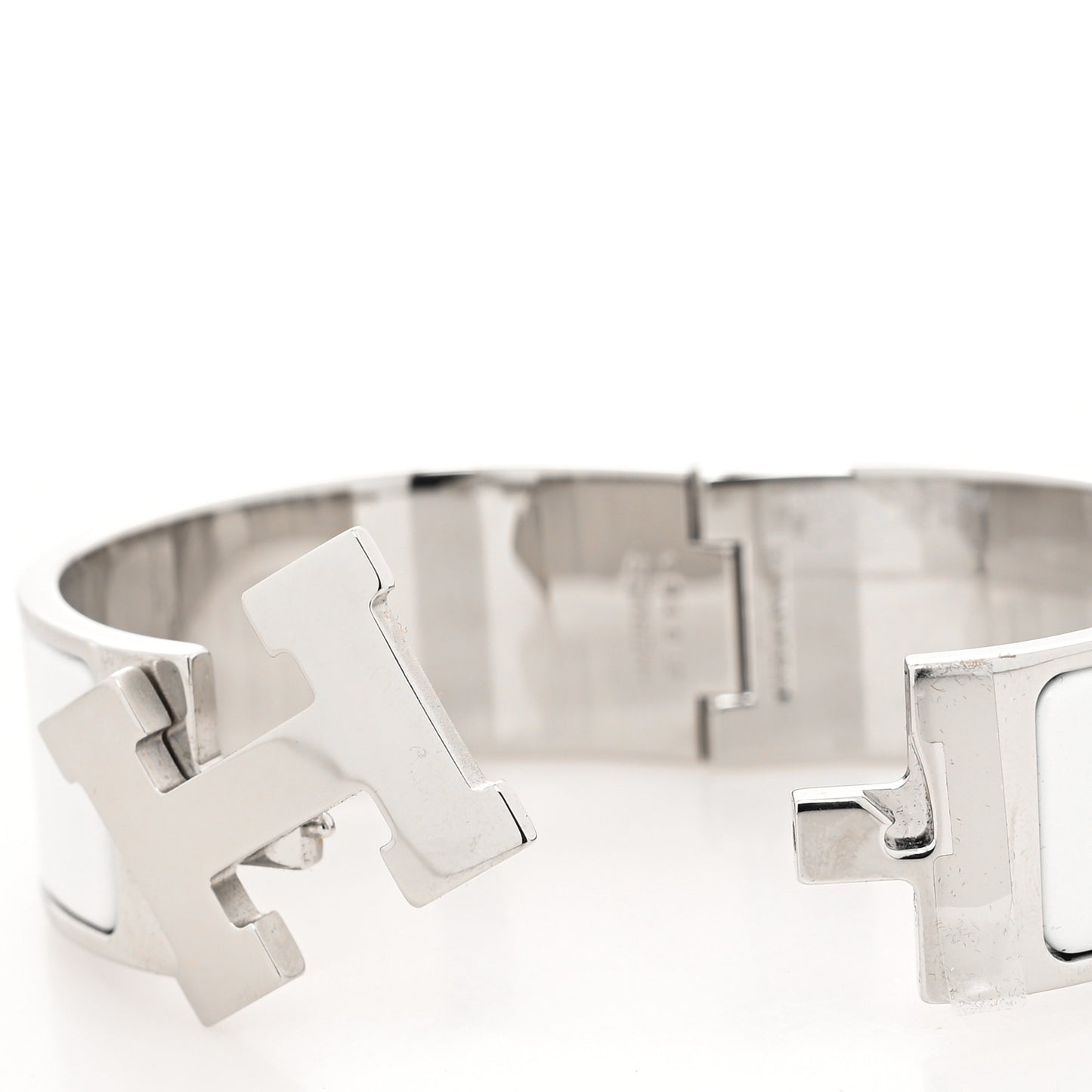 Enamel Wide Clic Clac H Bracelet PM White