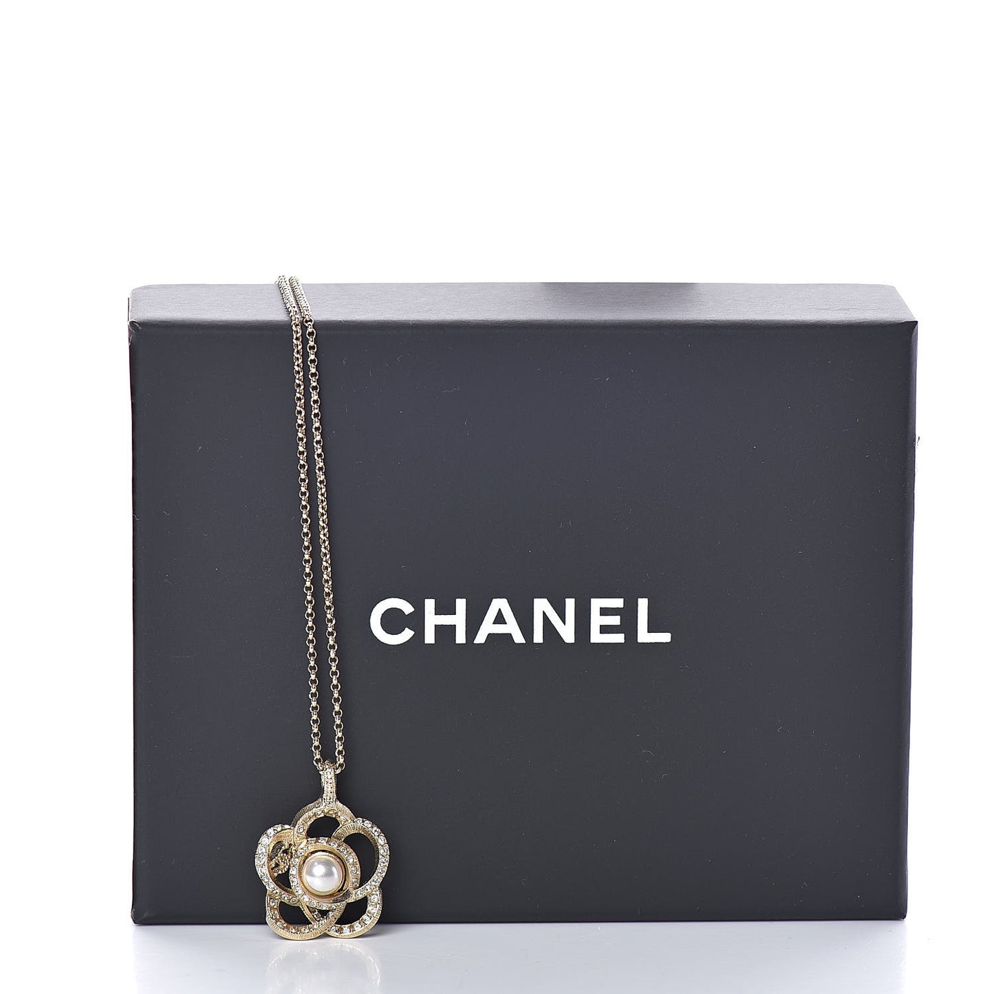 Crystal Pearl Camellia Necklace Gold