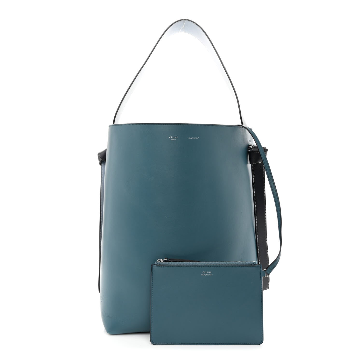 Celine Shiny Smooth Calfskin Small Twisted Cabas Washed Ocean Black 1 of 13