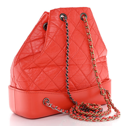 Chanel Aged Calfskin Quilted Small Gabrielle Backpack Orange 3 of 10