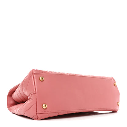 Chanel Calfskin Lizard Chevron Quilted Small Coco Handle Flap Pink 3 of 10