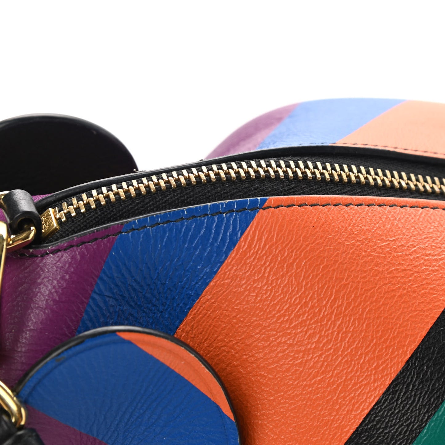 Calfskin Mini Striped Elephant Crossbody Bag Multicolor