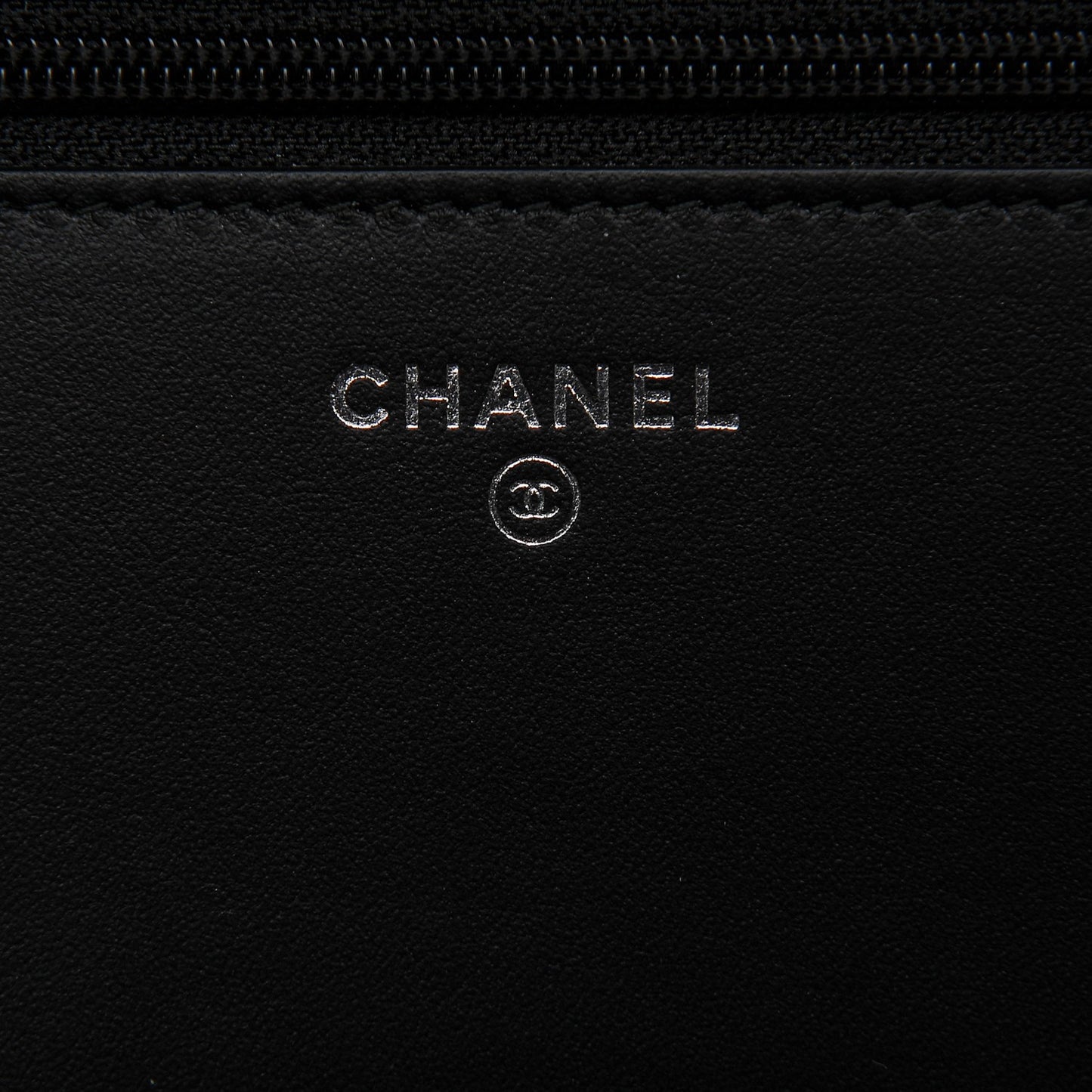 Calfskin Painted Chevron Embossed Boy Wallet On Chain WOC Black