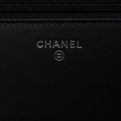 Chanel Calfskin Painted Chevron Embossed Boy Wallet On Chain WOC Black 7 of 9