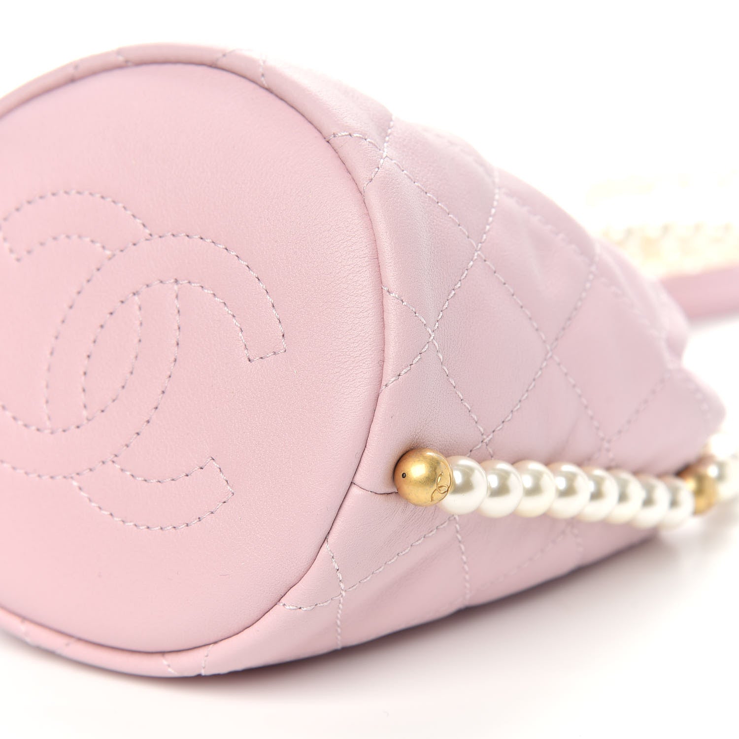 Chanel Calfskin Quilted Pearl Mini About Pearls Drawstring Bucket Light Pink 9 of 10
