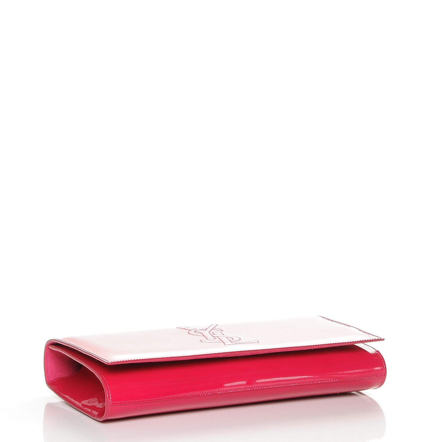 Saint Laurent Patent Monogram Large Belle De Jour Clutch Fuchsia 4 of 6
