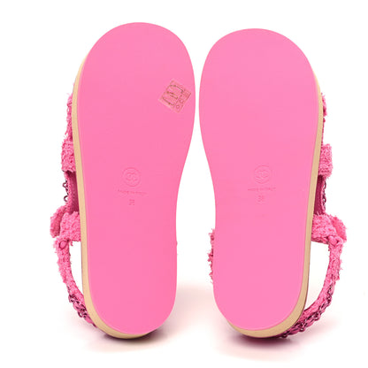Chanel Tweed Chain Sandals 38 Pink 6 of 10