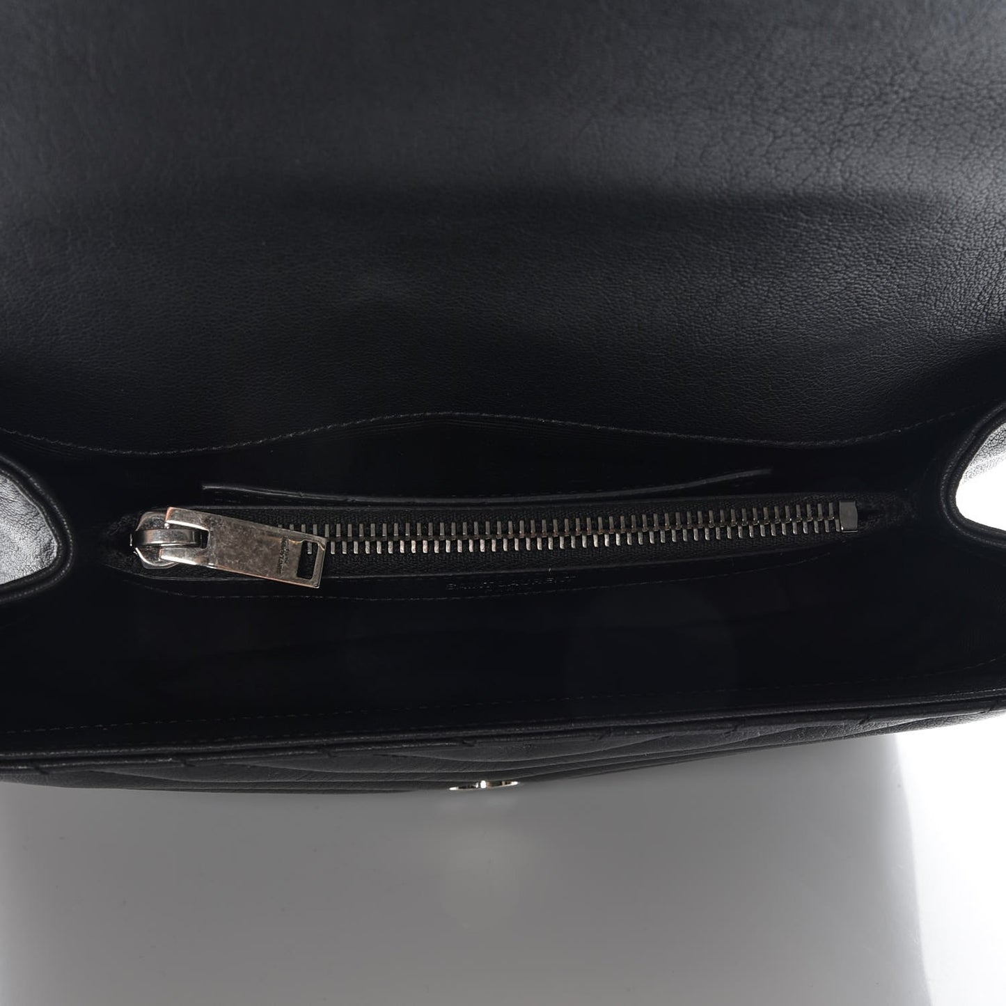 Sheepskin Matelasse Chevron Monogram Medium College Bag Black