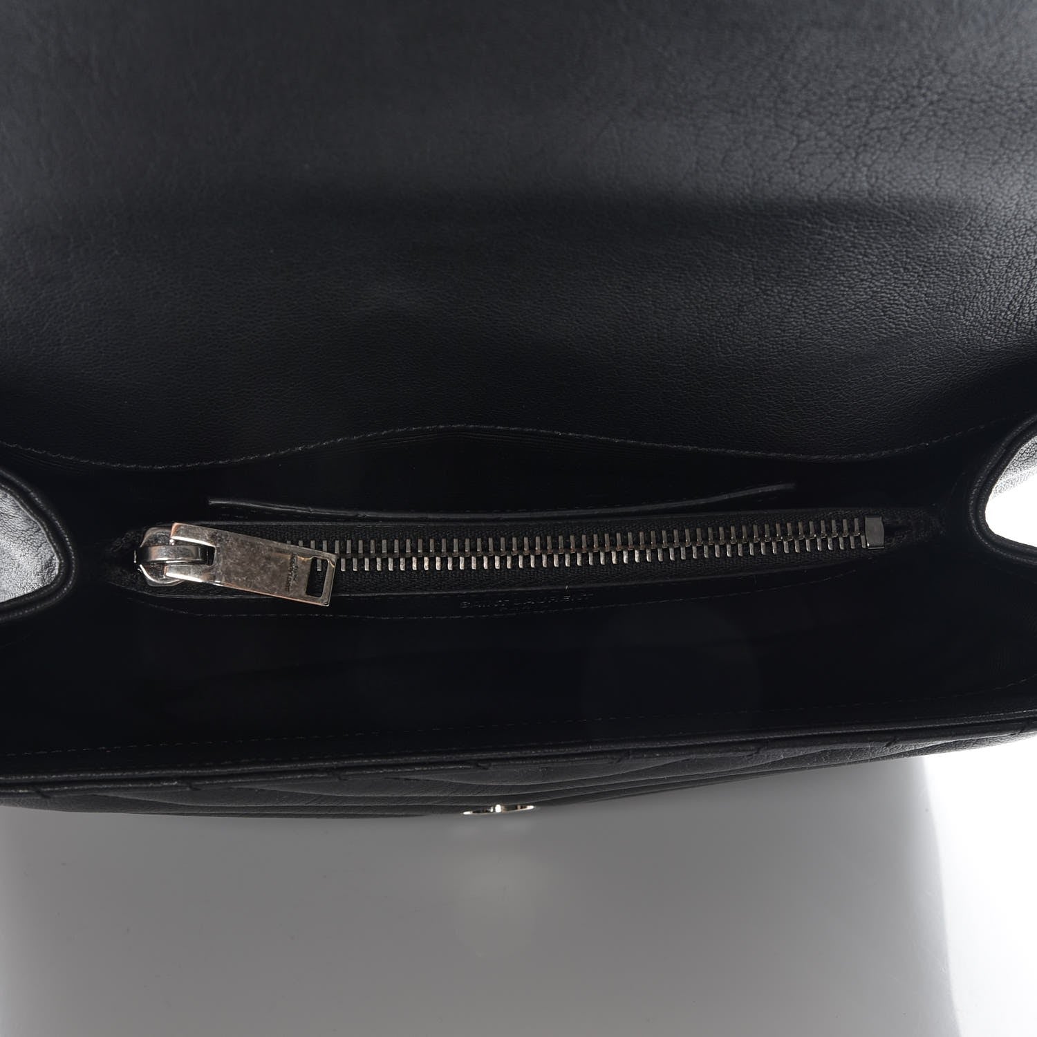 Saint Laurent Sheepskin Matelasse Chevron Monogram Medium College Bag Black 5 of 7