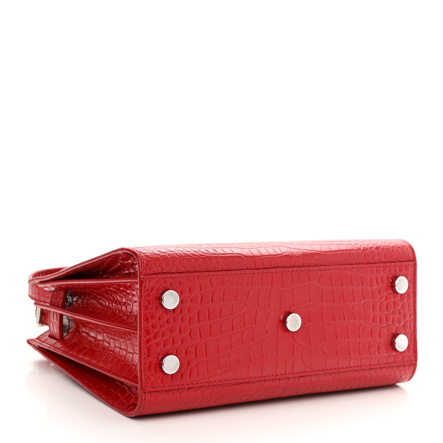 Saint Laurent Calfskin Crocodile Embossed Nano Sac De Jour Red 4 of 12